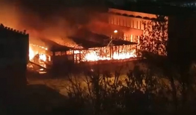 В сети появилось видео сгоревшего крытого рынка в Твери
