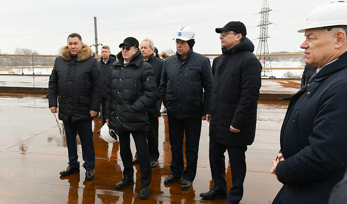 Площадку строительства Западного моста в Твери посетили Виталий Савельев и Игорь Руденя