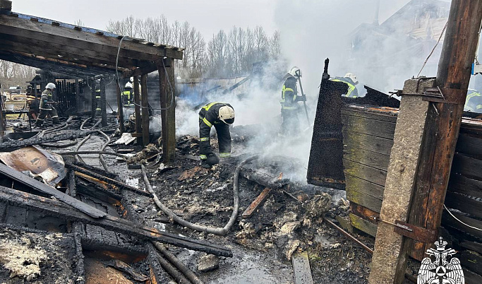 В Удомле сгорела деревянная баня