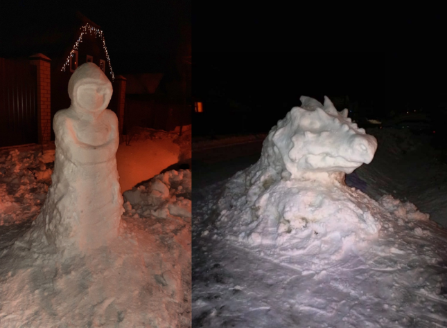 Житель Тверской области радует соседей снежными фигурами