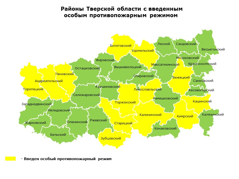 В 13 муниципалитетах Тверской области введен особый противопожарный режим