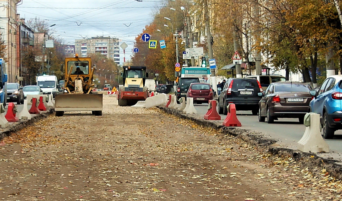 На улице Горького в Твери полностью демонтировали трамвайные рельсы
