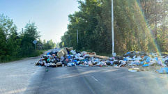 Огромную кучу мусора выбросили прямо на дорогу в Тверской области