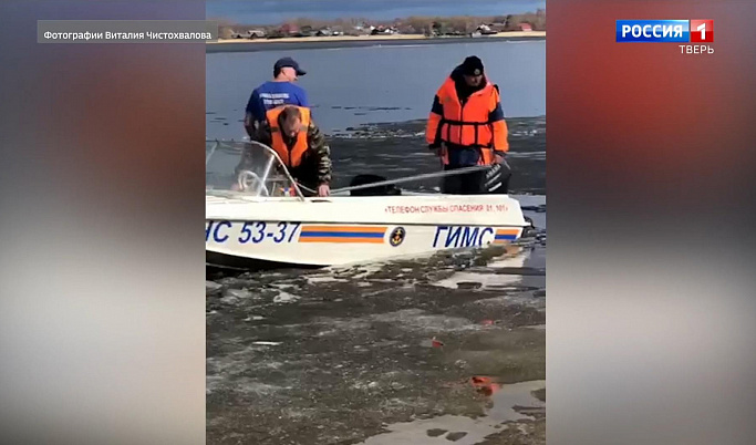 Дрейфующую на льдине собаку спасли на озере Селигер в Тверской области 