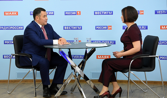 На телеканале «Россия 24» Тверь состоялся прямой эфир с губернатором Игорем Руденей