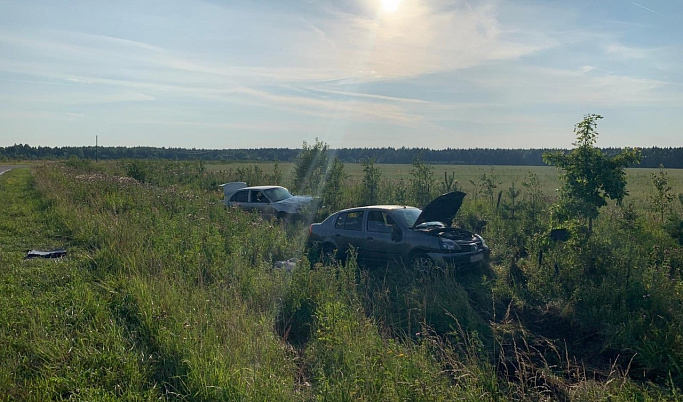 В Тверской области два автомобиля вылетели в кювет после столкновения