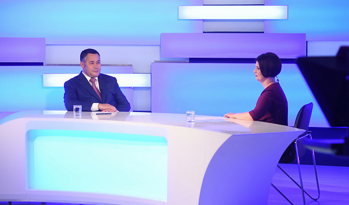 Прямой эфир с губернатором Игорем Руденей состоялся в эфире телеканала «Россия 24» Тверь