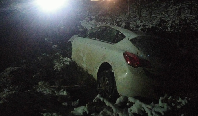 В Тверской области автомобиль вылетел в кювет и попал в пруд