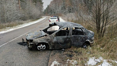 В Тверской области опрокинулся и загорелся автомобиль