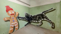 В Твери на улице 2-я Лукина появилось граффити с котом и пряничным человечком